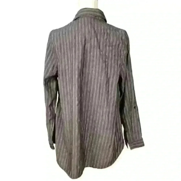 UNIQUE SPECTRUM Womans GRAY Blouse ROSES Applicate Lightweight Long Sleeve 1x 16 - Picture 7 of 8